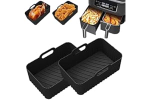 Usper 2PCS Air Fryer Silicone Pot for Ninja Foodi Dual DZ201 DZ401 AF300UK, Air Fryer Liner Basket Accessories for Ninja, Tower Dual, Salter, Instant Vortex, EMtronics,Other Dual Double Zone Air Fryer