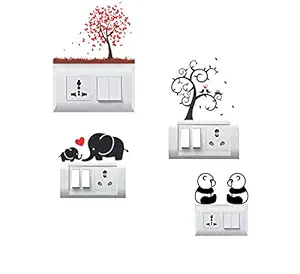 Paper Plane Design Wall Decal Sticker Stylish Small Funny Cartoon on Switch Boards for Kids/Office/Kitchen/Living Room, Bedroom, Hall Combo/Pack of 4 Stickers