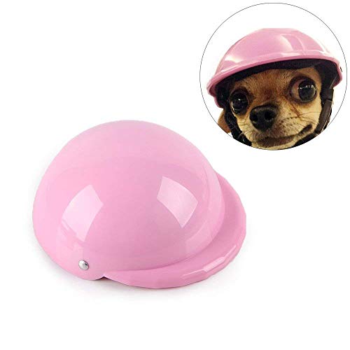 YMero Pet Dog Helmet Ridding Cap Soft Padded Safety Hat ABS Plastic Puppy Motorcycles Cap Sun Rain Protection (M, Pink)