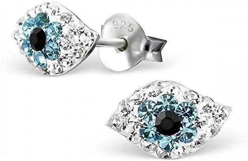 Sterling Silver Crystal Eye Earrings 925 Stamped