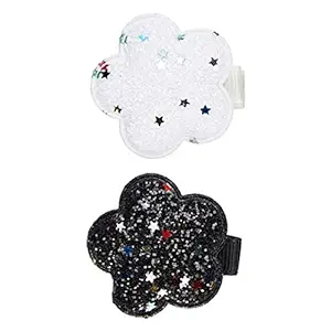 Amazon Brand - Solimo Kids Hair Pins in Floral Pattern, Black and White, Pack of 2