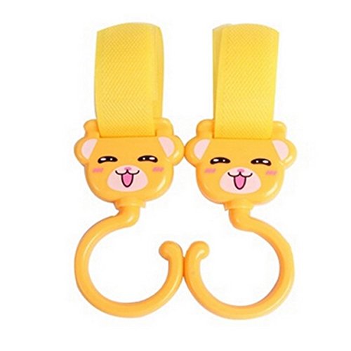 Lovely Baby Stroller Hooks, Happy Face, 2 Pack, Yellow, (14*5CM)