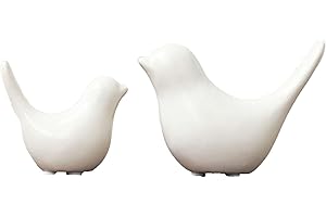 Moaobooh 2 piezas de estatua de pájaro, esculturas modernas de animales de cerámica para el hogar, decoración para adornos, sala de estar, dormitorio, oficina, escritorio, armarios (mujer)