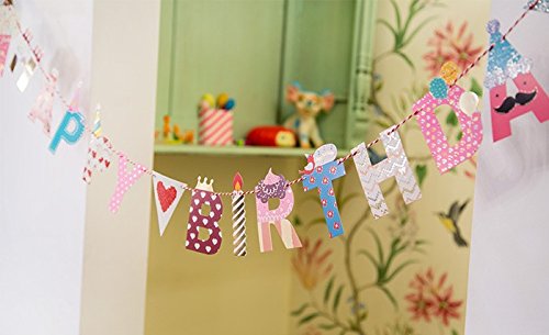 SUNBEAUTY 2 Meter Happy Schrift String Girlande Kinder Geburtstag Party Feier Dekoration (Happy Birthday) - 5