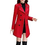 iHENGH Neujahrs Karnevalsaktion Damen Herbst Winter Bequem Mantel Lässig Mode Jacke Frauen Wolle Zweireiher Mantel Elegante Langarm Arbeits Büro Mode Jacke