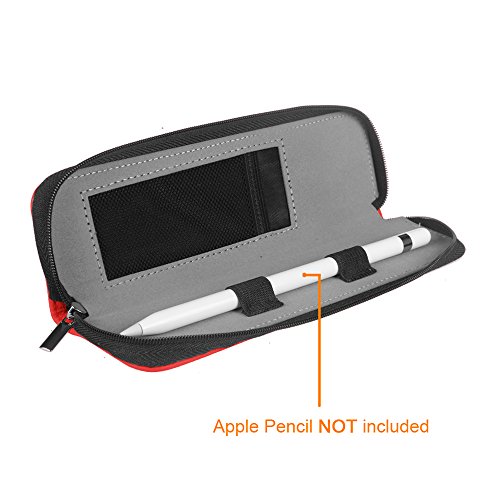 Fintie Apple Pencil Hülle – Premium Kunstleder Schutzhülle Etui Tasche Sleeve Pouch mit integriertem Ablagefach und Halter für Apple iPad Pro Pencil, kompatibel mit Samsung Tab S3 S Pen, Rot - 5