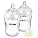 Nuby Natural Touch Baby Bottles with Free Soother, Pack of 2