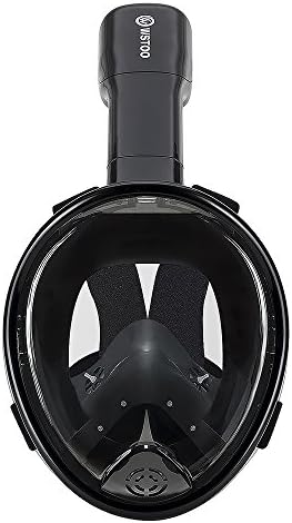 WSTOO 180° Full Face Snorkel Mask-With Anti-Fog Anti-Leak Snorkeling Design,For Adults And Kid,See More Water World Larger Viewing Area (BLACK-KID, XS-For(5-11)Years old kids)