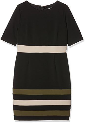 PaperDolls Women's Colour Block Dress, Multicoloured (Black/Beige/Khaki), 8