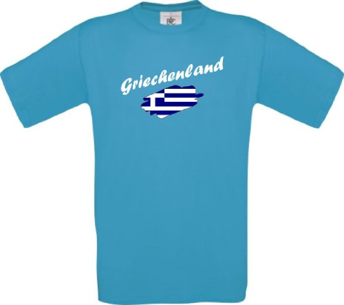 Shirtinstyle Kinder-Shirt WM Ländershirt Griechenland diverse Farben, Farbe tuerkis, Größe 116