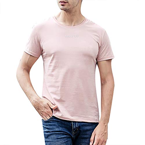 Preisvergleich Produktbild BHYDRY Mode Herren Brief Druck Shirt Kurzarm Casual T-Shirt Bluse Tops