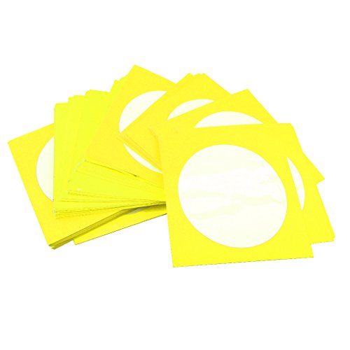 Gazechimp 100 Stk. CD DVD Halter Papier Aufbewahrungs Tasche , Selbstklebend Hülsen - Gelb