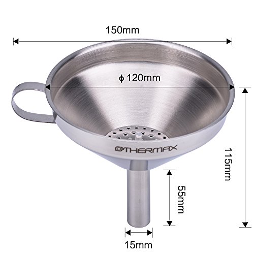 othermax Edelstahl Trichter mit abnehmbarem Sieb/Filter für Kochen, ätherischen Ölen und flask-filling, 12,7 cm, Silber - 2