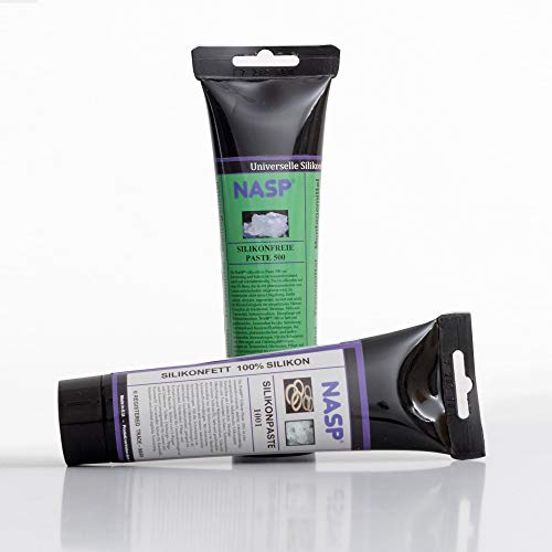 NASP Pasta de Silicona & Pasta sin Silicona 2x150 g para cafeteras automáticas, Juntas tóricas, grifos, Grasa lubricante Transparente ...