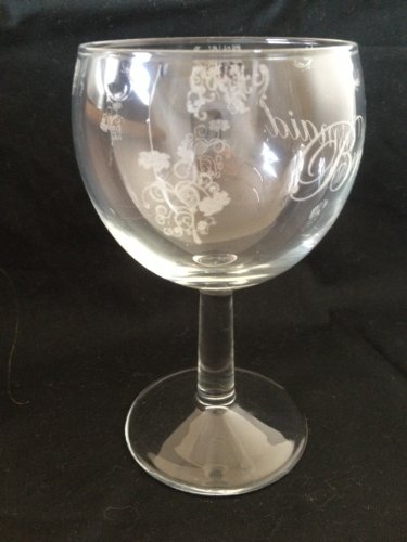 Engraved Wedding Wine Glass Goblet with Flowers Top Table Glasses (Set of 4 Glasses)