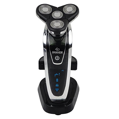 ZJchao Rotary 4D Rechargeable Washable Men's Cordless Safety Shaver Electric Razor with Charging Stand,Black
