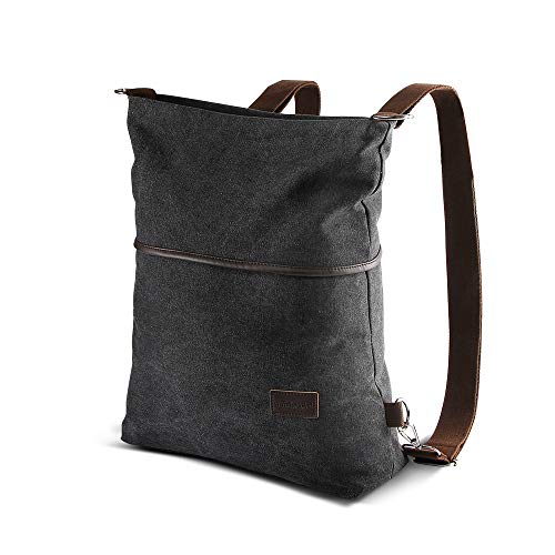 A Tailor Bird Mochila de Lona Casual Mochilas Escolares Bolso Mujer Grande con Correa Ajustable Bandolera Multifuncional Mochilas Antirrobo Unisexo para Viaje, Deporte-Negro