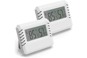 DINJUNXI Lot de 2 thermomètres hygromètres d'intérieur Mini thermomètre LCD pour intérieur, température ambiante, thermomètre intérieur pour chambre à coucher, cave à vin