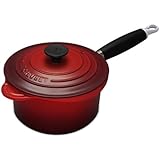 Le Creuset - Cazo vertedor con tapa de hierro colado esmaltado, 18 cm, color cereza
