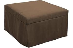 MARINELLIGROUP Pouf letto singolo con materasso 75X75X43 cm salvaspazio pieghevole camera cameretta soggiorno poggiapiedi tessuto Beny (Marrone)