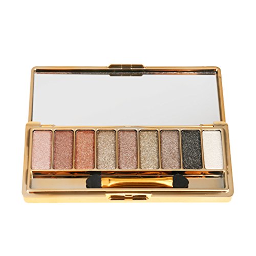9 Farben Schimmer / Glitter Lidschatten Palette mit Make-up Pinsel, Geschenke für Damen / Frauen / Mädchen – 6#, Einheitsgröße - 2