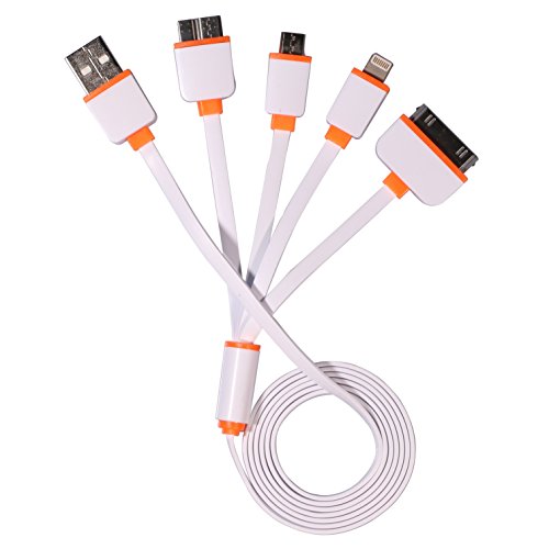 Timorn Multi USB Ladegerät 4 in 1 Mehrere USB kabel Adapter Stecker mit 8 Pin Beleuchtung / 30 Pin / Micro USB 2.0 / Micro USB 3.0 Anschlüsse für iPhone 6, 5, 5S, USB Micro für Samsung Galaxy S6 S5 S4, Anmerkung 3, Energien Bank Tragbare Ladegerät und mehr (Orange) - 3