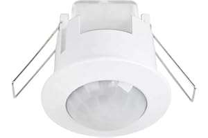 UKEW Recessed PIR Motion Sensor - 360 Degree 1200w Energy Saving White Finish Ceiling Occupancy Presence Detector Light Switch