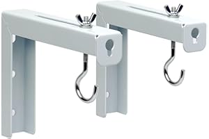 UINEHIOT Universal Projector Screen Wall Mounted, 1 Pair Projector Screen Stand, Projector Screen Hanging Mount L-Brackets, 3.15 Inch Adjustable Projector Screen Mounting Hook Kit, Hold up to 66 lbs, White
