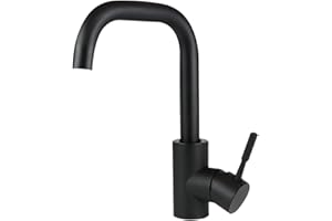 Mursche Kran łazienkowy, armatura umywalkowa - armatura czarna, kran zimnej wody z wylewką wysokość 100 mm armatura niskociśnieniowa bateria mieszakowa jednouchwytowa drążek do pociągania, armatura łazienkowa, do łazienki