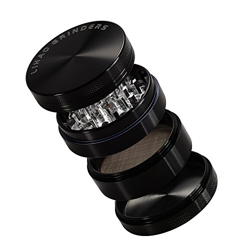 LIHAO Pollen Grinder 2.5″ Aluminium 4 teiliger Crusher für Tabak,Spice,Herb,Gewürze,Kräuter Set mit Schaber (Schwarz) - 3