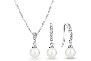 Philip Jones Set di gocce di perle placcate in argento creato con cristalli Zircondia®