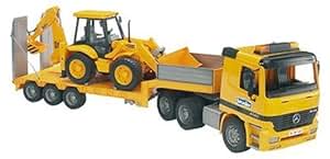Bruder 02655 MB Actros Low Loader Truck with JCB 4CX Backhoe Loader