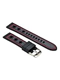 Silikon Uhrenarmband 20-22-24mm Grand Prix Carbon Optik Schwarz Rote Naht 24mm