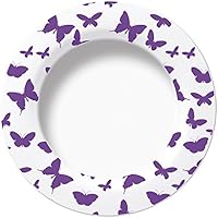 Excelsa Enjoy Plato Hondo mariposa, Porcelana, Lila, 22.5 x 22.5 x 3 cm