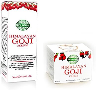 MyGlamy Luxury Anti-Age Set 50 ml Himalayan Goji Berry Snake Poison CREAM &amp; 30 ml Himalayan Goji Berry Snake Poison SERUM Reduction of Wrinkles Superfood Cream Organic Face Cream Vegan 100% NATUR with Hyaluronic Acid WITHOUT Preservatives-Perfume-Alcohol-Parabene + Free Face Mask Blackhead NOVELTY