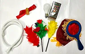 A SARKAR MAGIC SHOP Stage Conjuring Magic Set (5 Items) / Children Magic Set / Kids Toy Magic Set Box (Change Bag, Comedy Bulb, Duster Color Change,Stiff Rope & Thumb TIP) Magic Trick