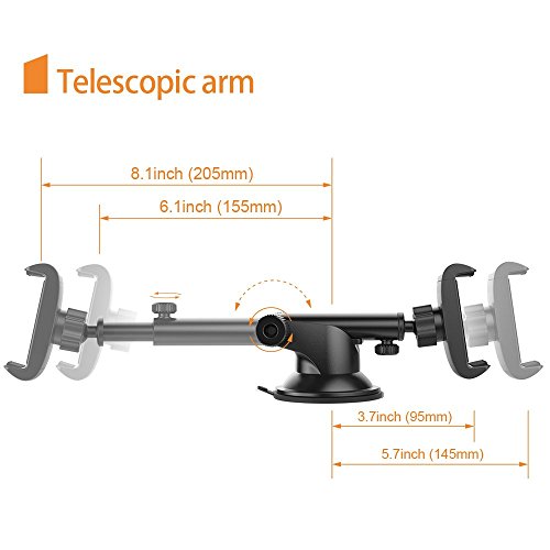 Cuxwill Armaturenbrett und Windschutzscheibe KFZ Halterung mit ausziehbarem Arm fÃ¼r iPhone 7plus/7 6S Plus/6 5 Smartphone und GPS