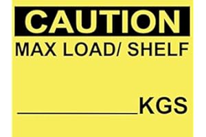 EWANDOR Pallet Rack Capacity Label, 3×4 In. / 76.2×101.6 mm Industrial Strength Sticker for Warehouse Safety, CAUTION MAX LOAD/SHELF KGS, 0.004" (0.1 mm) Thick, Case of 1 Pack, 25 Pcs/Pack, Smooth MU02