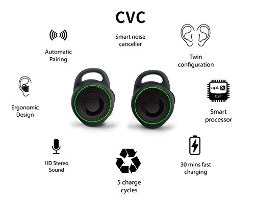 dotts Vantablack - Auriculares Bluetooth 4 2 In-Ear totalmente inal  mbricos con micr  fono y base de carga - Para correr  escuchar m  sica y recibir o realizar llamadas 