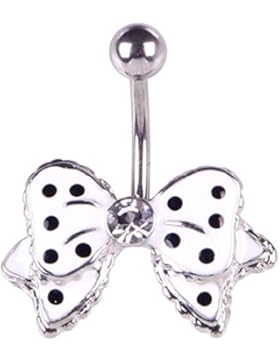richbest schwarz dot Weiß Schleife Kristall Bauchnabel Barbell Ringe Körper Fake Piercing