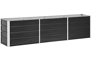 vidaXL Garten Hochbeet Gemüsebeet Pflanzbeet Gartenbeet Frühbeet Pflanzkasten Blumenkasten Blumenbeet Verzinkter Stahl 240x40x45cm Anthrazit
