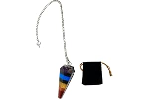 PANDIUI23 7 Chakren-Natursteinpendel, Kristallpendel, sechseckiges Vintage-Kristallpendel für Wünschelrute, Chakra-Reiki-Wahrsagung Wicca-Meditationspendel (7 Chakren)