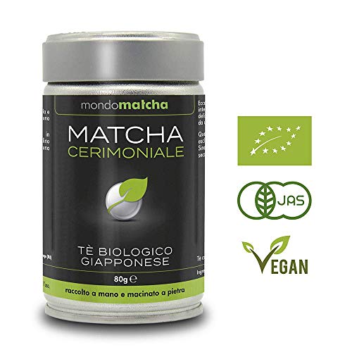 Tè Verde Matcha Bio Giapponese - Grado Cerimoniale dal 1° Raccolto di Primavera per Estimatori - dai Pregiati Giardini del Tè di Kagoshima, Raccolto a Mano, Macinato a Pietra - 80g Organic mondomatcha