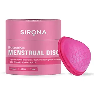 Sirona Reusable Menstrual Cup Disc for Women ? Small (1 Unit)| Period Disc with 100% Medical Grade Silicone | Up to 8 hour Protection | Non Toxic & Phthalate Free