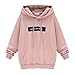 Produktbild Moonuy Damen Hoodies, Frauen Herbst/Winter Neue Stil Langarm Hoodie Sweatshirt Jumper mit Kapuze Pullover Stilvolle Kleidung Elegante Bluse S~6XL (6XL, Rosa)