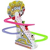 UChic Elektrische Rotary Slide Track Kinderspielzeug Musikalische Pädagogische Montage Spielzeug mit blinkenden Lichtern und Musik für Kinder Automatisierte kleine Hund erklimmt die Treppe Farbe zufällig