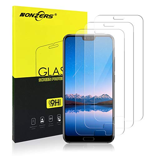NONZERS Cristal Templado para Huawei Honor 10, [3 Unidades] Transparente Protector de Pantalla, Explosiones Resistente, Sin Burbujas, Anti Dactilares, Fácil de Instalar