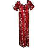 Indiatrendzs Womens Summer Printed Housedress Button On Neck Comfort Short Sleeve Cotton Nighty