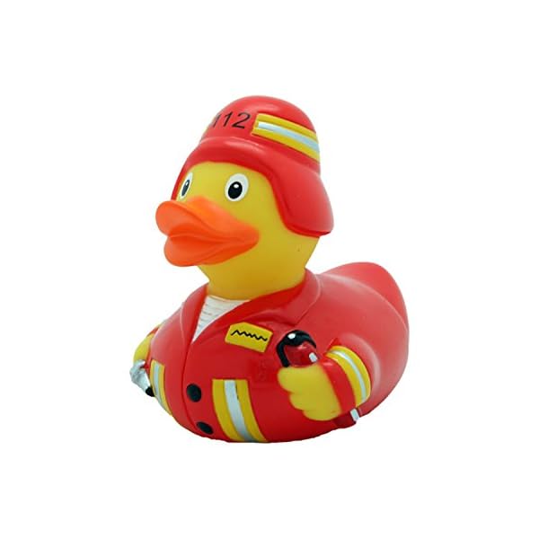 Quietscheente Feuerwehr Ente, Gummiente, Quietscheentchen, Badeente, Quietsch Ente, Sammelfigur, Gummi Bade Spielzeug, LiLaLu, 1828