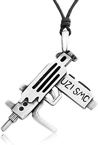 Llords Jewellery Uzi Smc Gun Pendant Necklace w/ Silver Plated Clasp, Fine Pewter Jewelry